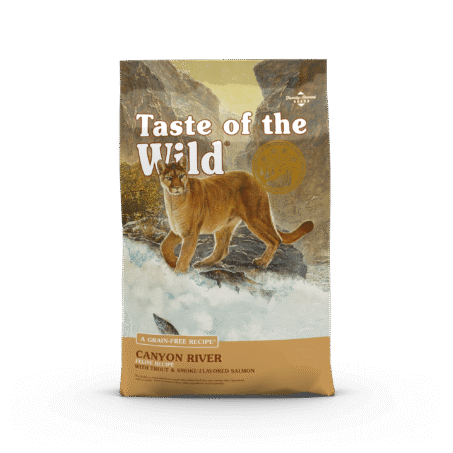 Taste of the Wild Canyon River sausas begrūdis kačių maistas su upėtakiu ir rūkyta lašiša, 2 kg